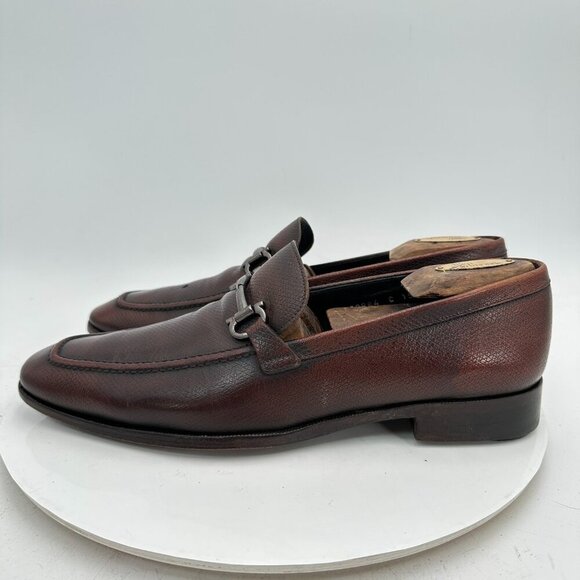 Salvatore Ferragamo Men Size 8.5 D Brown Leather Horsebit Loafer Dress Shoes - Picture 2 of 13